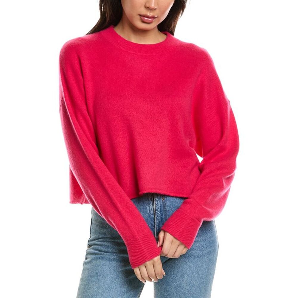 Brodie Cashmere Womens  Loopback 100% Cashmere Sweater, Pink